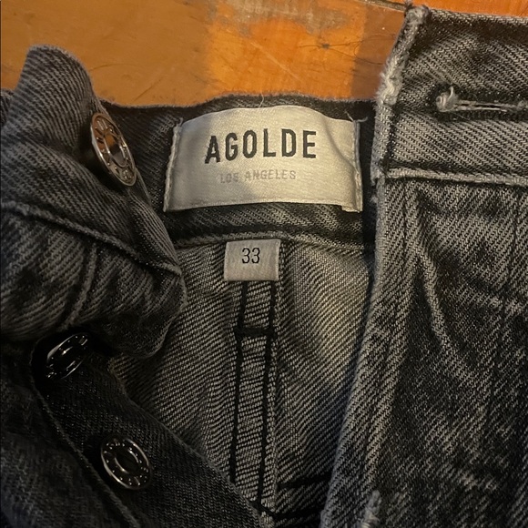 Agolde Women's Faded Black Wash Cut Off Distressed Jean Dee Shorts 33 - Picture 2 of 8